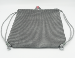 Turnbeutel-Rucksack-Kombo | personalisiert mit Wunschnamen & -motiv | Cord in GRAU